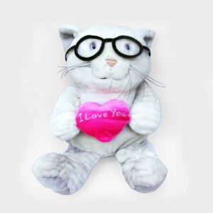 Gatinho de óculos de pelúcia
