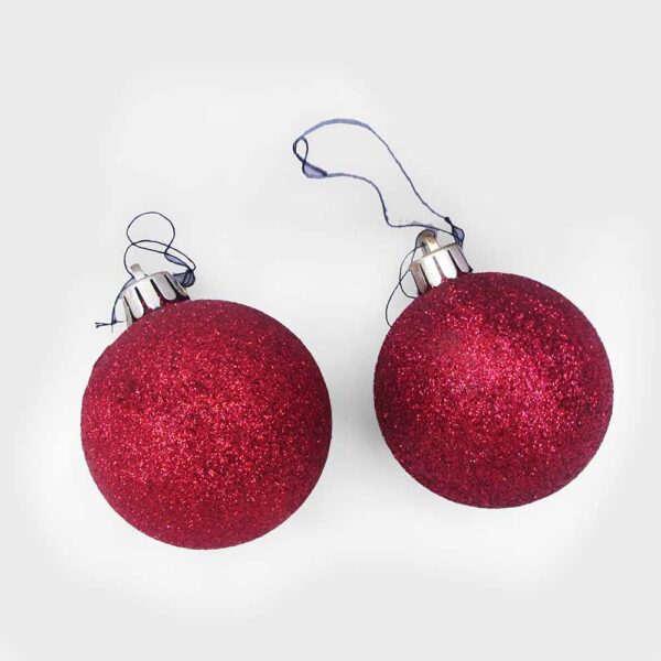 Kit bolas de Natal vermelhas glitter - Image 2