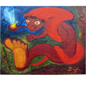 Saci engorrado no mato cerrado